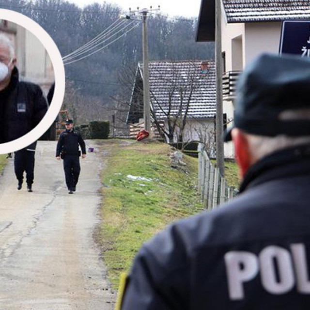 Milorad Arasenić (u krugu), policijski očevid u ulici Jana Žiške u Pakracu

