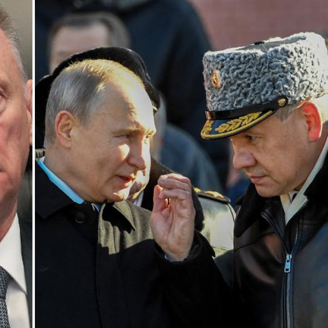 Nikolaj Patrušev (lijevo); Vladimir Putin i Sergej Šojgu (u sredini); Sergej Nariškin (desno)
