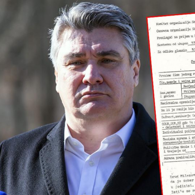 Zoran Milanović i dokument o primanju Zorana Milanovića u SKJ
