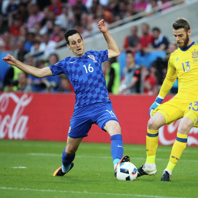 Nikola Kalinić i David de Gea na Euru 2016
