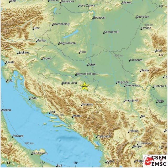 Epicentar potresa koji je u četvrtak u popodnevnim satima pogodio tuzlansko područje
