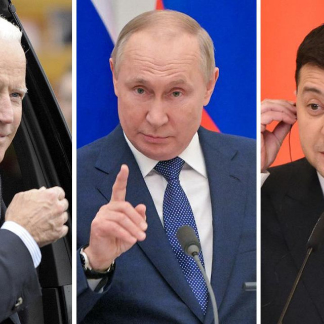 S lijeva na desno: Joe Biden, Vladimir Putin i Volodimir Zelenski
