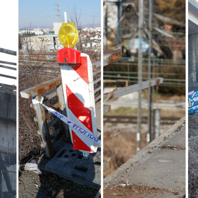 Odlomljena ograda nadvožnjaka koja je pala na prugu u Buzinu
