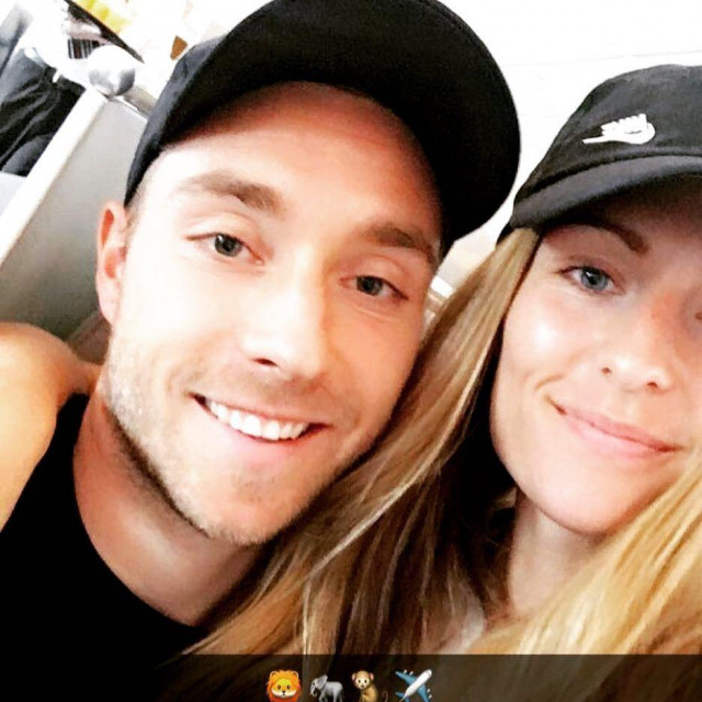 Christian Eriksen i Sabrina Kvist Jensen