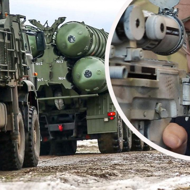 Ruska vojska na ukrajinskoj granici i Vladimir Putin (u krugu)
