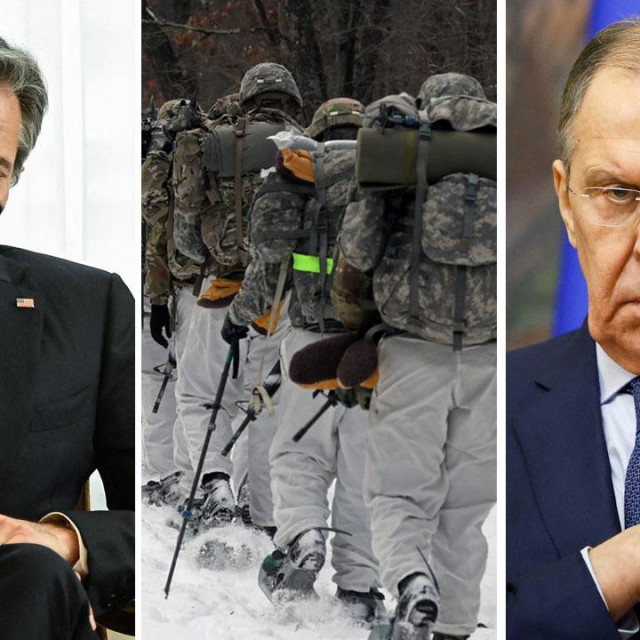Antony Blinken, ukrajinska vojska i Sergej Lavrov
