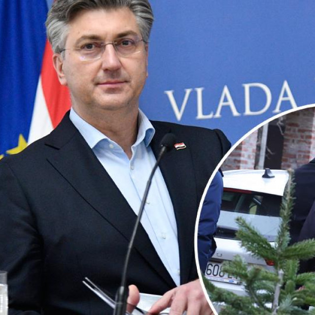 Andrej Plenković (glavna fotografija); policija odvodi Darka Horvata (u krugu)
