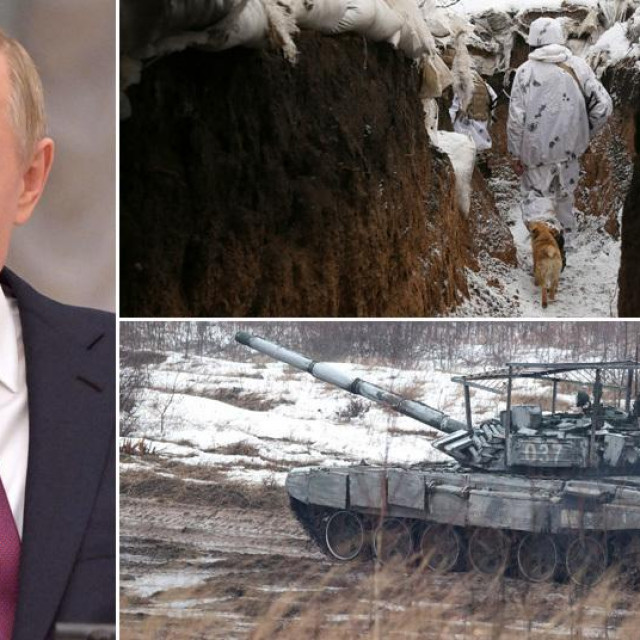 Vladimir Putin, prizor iz rovova s istoka Ukrajine i ruski tenk tijekom vježbi
