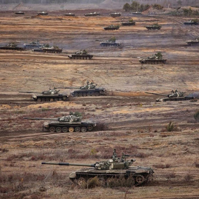 Prizor sa zajedničkih vojnih vježbi ruske i bjeloruske vojske u Bjelorusiji
