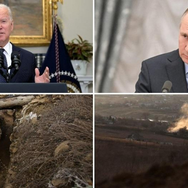 Joe Biden, Vladimir Putin i ukrajinski vojnik