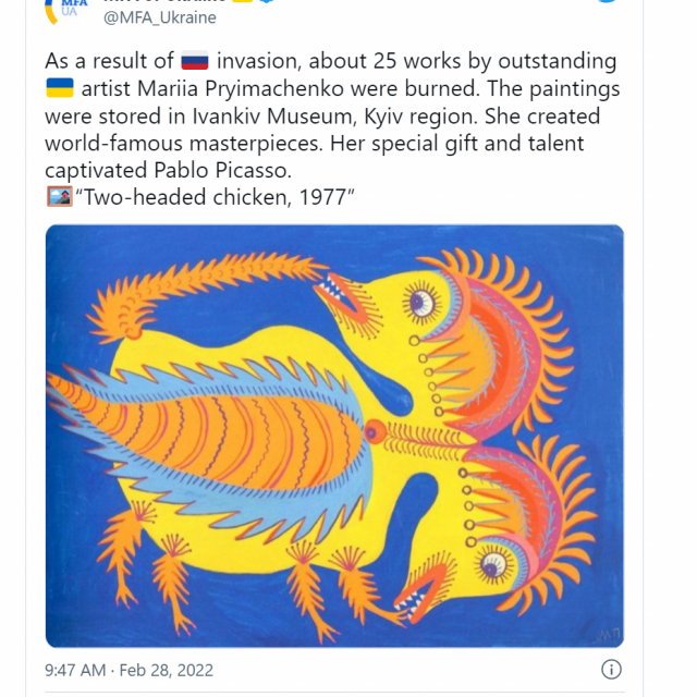 Tweet ministra vanjskih poslova Ukrajine
