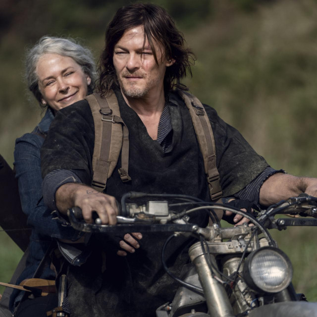 Norman Reedus as Daryl Dixon, Melissa McBride as Carol Peletier - The Walking Dead _ Season 10, Episode 18 - Photo Credit: Eli Ade/AMC
