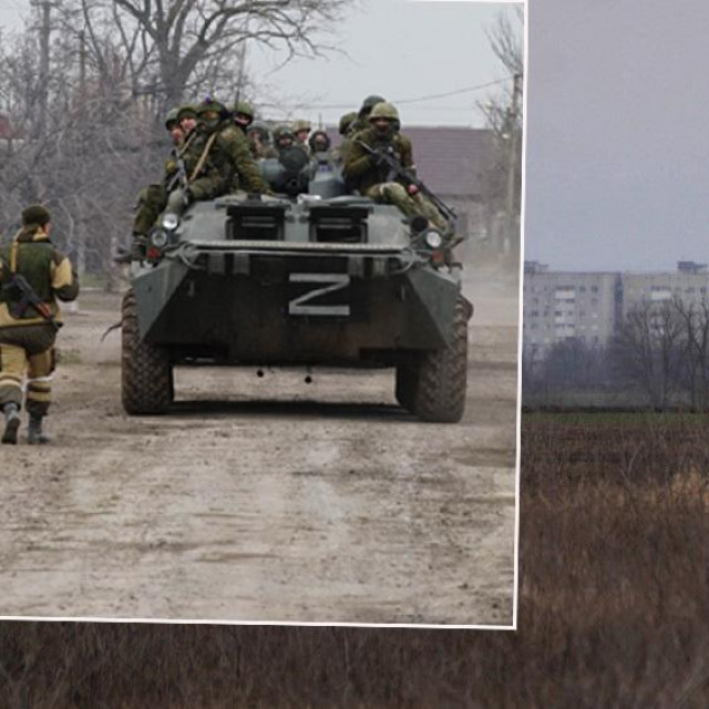 Ruske trupe i pogled na zgrade na rubu Mariupolja
