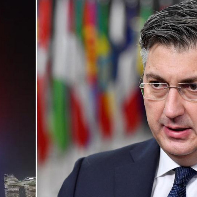 Najviši neboder na svijetu Burj Kalifa u bojama hrvatske zastave i Andrej Plenković

