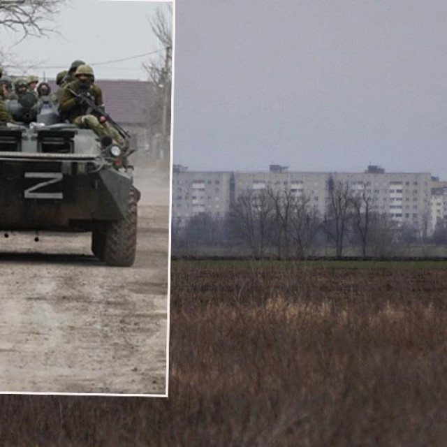 Ruske trupe i pogled na zgrade na rubu Mariupolja
