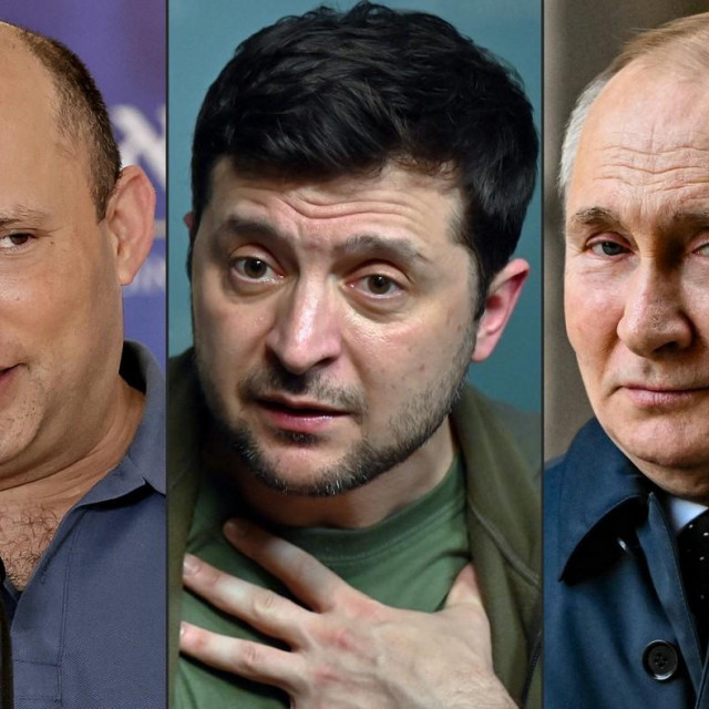 Naftali Bennett, Volodimir Zelenski, Vladimir Putin
