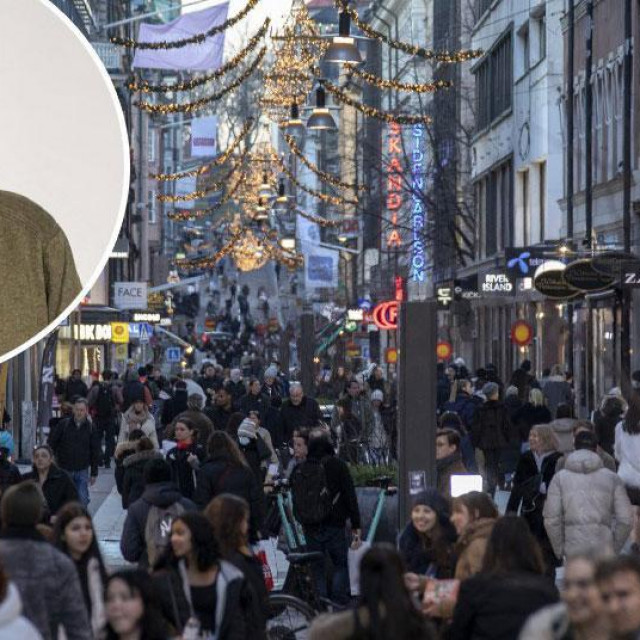Anders Tegnell (u krugu), prizor iz Stockholma (glavna fotografija)

