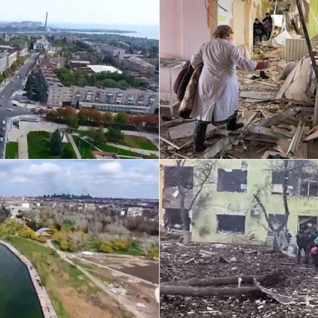 Lijevo: Mariupolj prije rata; desno: Mariupolj nakon granatiranja
