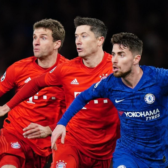 Thomas Müller, Robert Lewandowski i Jorginho
