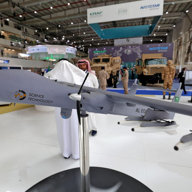 Bespilotna letjelica vojne namjene izložena na sajmu obrambene industrije World Defense Show u Saudijskoj Arabiji
