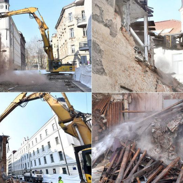Rušenje zgrade na križanju Đorđićeve i Petrinjske ulice u Zagrebu
