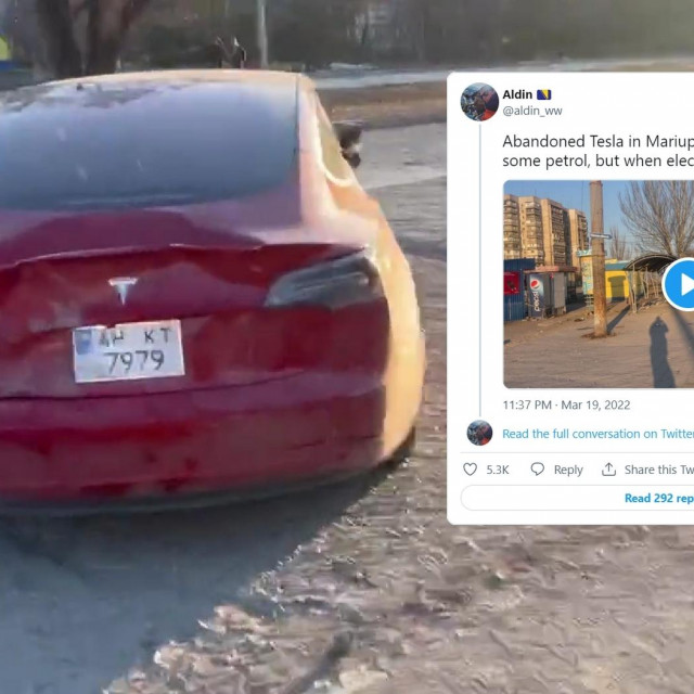 Napuštena Tesla Model 3, Ukrajina
