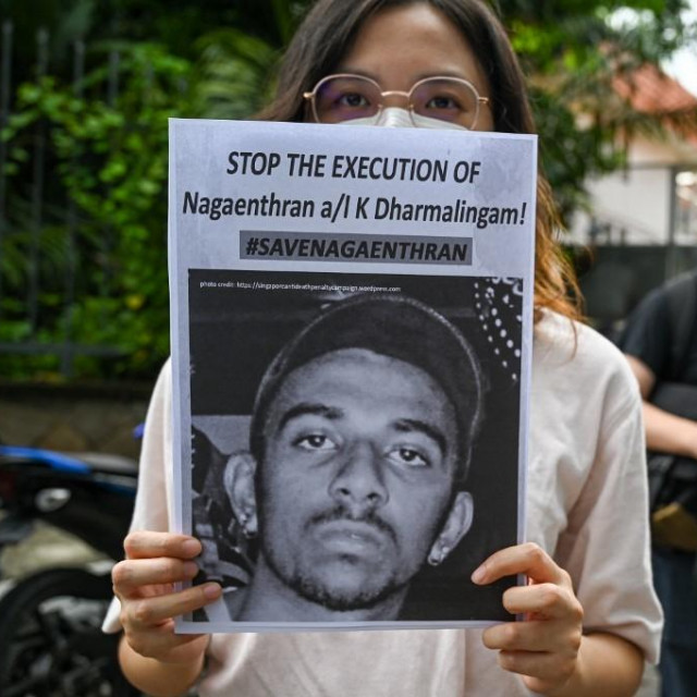aktivisti prosvjeduju protiv pogubljenja Nagaenthrana K. Dharmalingama