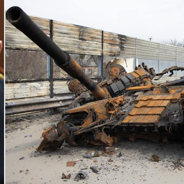 Vladimir Putin i uništeni ruski tenk