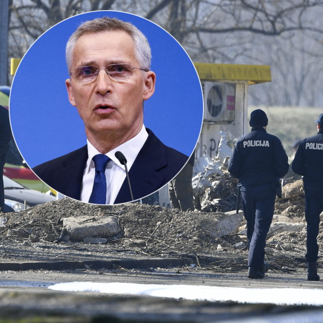 izvlačenje drona na Jarunu; Jens Stoltenberg (u krugu)