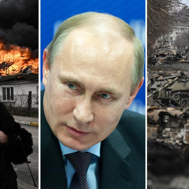 Prizor iz Irpina, Vladimir Putin i uništena kolona oklopnih vozila u Buči, zapadno od Kijeva