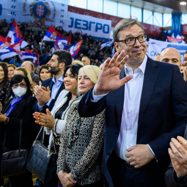 Aleksandar Vučić na predizbornom skupu u Sportskom centru Banjica