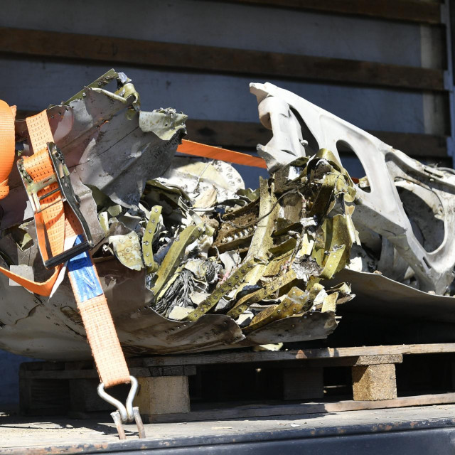 Ostaci besposadne letjelice na kamionu Hrvatske vojske