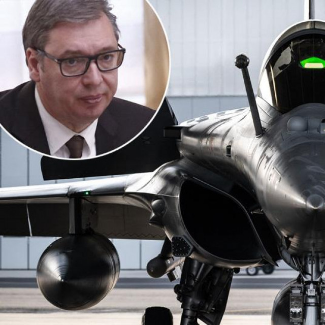 Aleksandar Vučić i borbeni avion Dassault Rafale