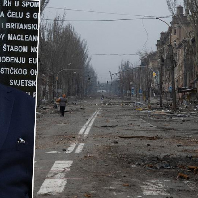 Ruski veleposlanik u Hrvatskoj Andrej Nesterenko i prizor iz Mariupolja