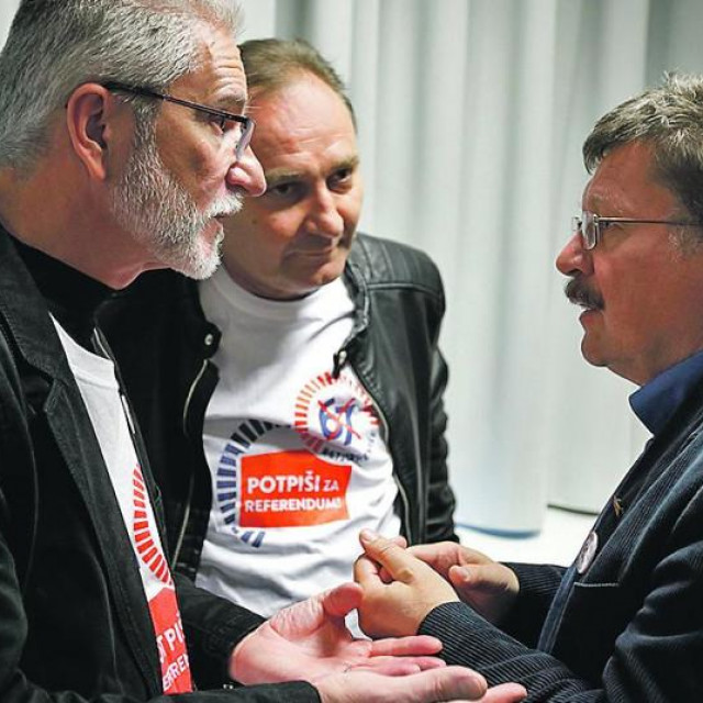 Sindikalni čelnici Krešimir Sever, Mladen Novosel i Vilim Ribić