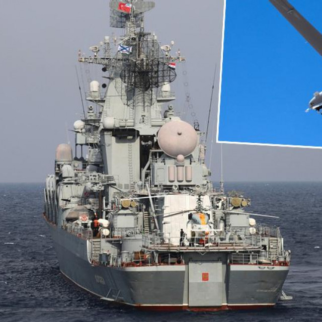 Raketna krstarica Moskva i dron Bajraktar TB2