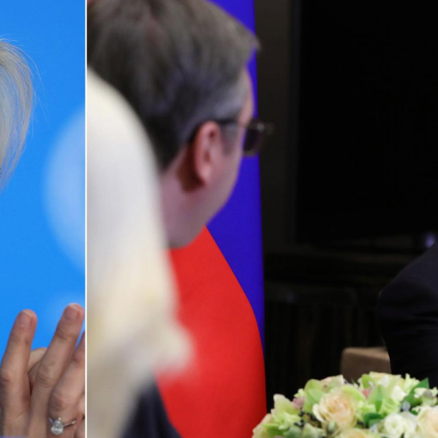 Maria Zaharova, Aleksandar Vučić i Vladimir Putin