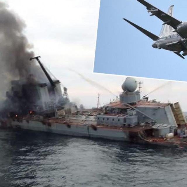 Raketna krstarica Moskva i američki avion Boeing Poseidon P-8
