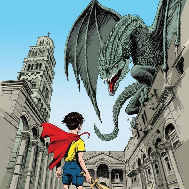 Uoči splitskog druženja s publikom autori su nacrtali i table posvete- motive Zagora u splitskim vedutama Vestibula, Peristila i Rive