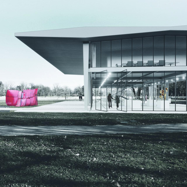 Mogući smještaj paviljona na jugozapadnoj obali jezera u parku Bundek