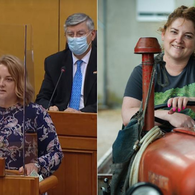 Anja Šimpraga tijekom govora u Saboru; Anja Šimpraga ispred leće Cropixovog fotografa Toma Dubravca