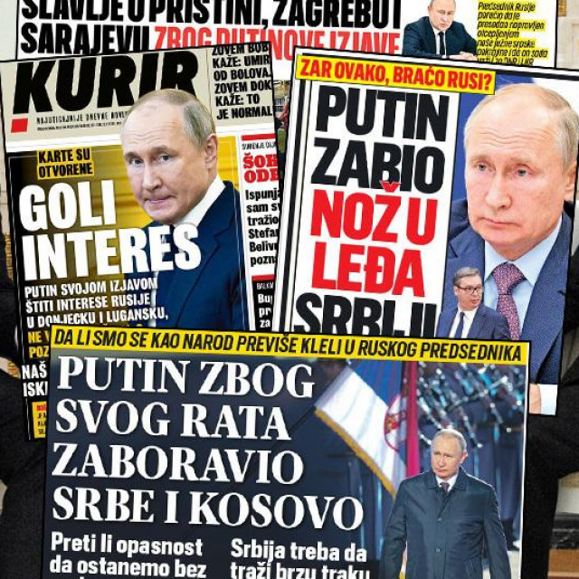 Aleksandar Vučić, naslovnice srbijanskih novina i Vladimir Putin