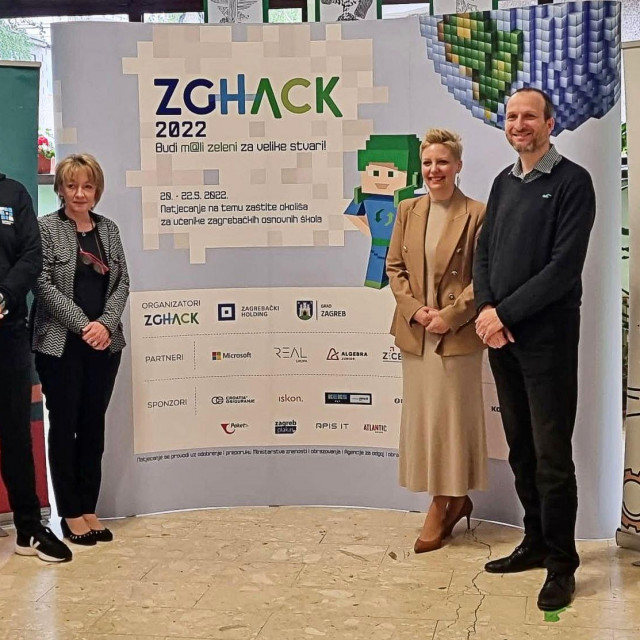 Predstavljanje projekta ZGHACK u OŠ Medvedgrad; Boris Sesar, Marija Kovač, Tatjana Skoko i Tomislav Dominković