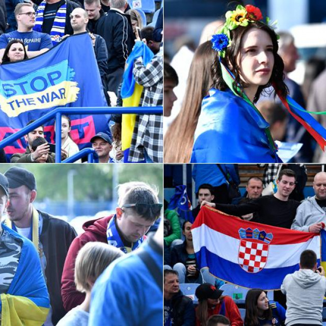 Prizor prije i tijekom humanitarne utakmice između Dinama iz Zagreba i Dinama iz Kijeva