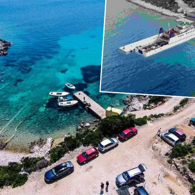 Sadašnji izgled uvale Mrtvaška, na manjoj fotpgrafiji budući izgled planirane luke