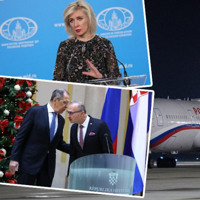 Marija Zaharova (gore lijevo), Sergej Lavrov i Gordan Grlić Radman (dolje lijevo)