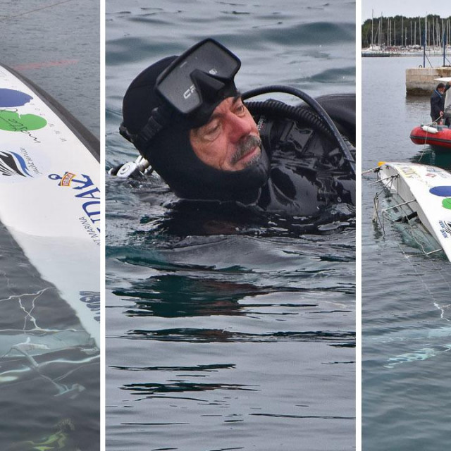 Prevrnuta jedrilica kod Pule