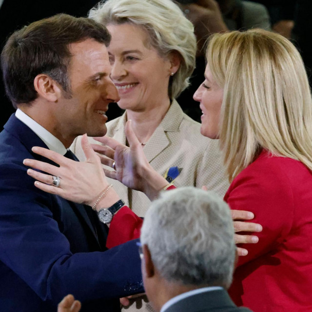 Emmanuel Macron, Roberta Metsola Ursula von der Leyen
