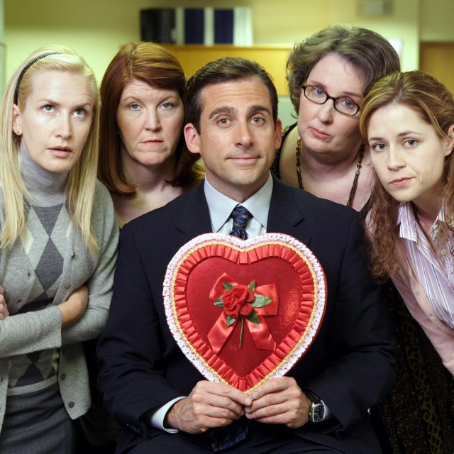  Angela Kinsey, Kate Flannery, Steve Carell, Phyllis Smith i Jenna Fischer u seriji U uredu