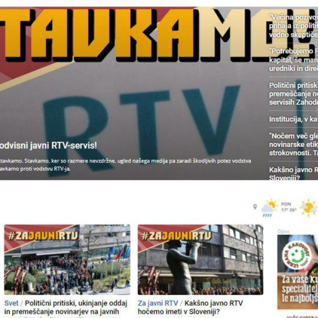 Naslovnica portala RTV Slovenije